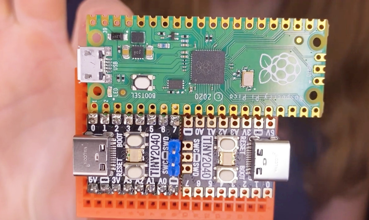 tiny 2040 pico on breadboard