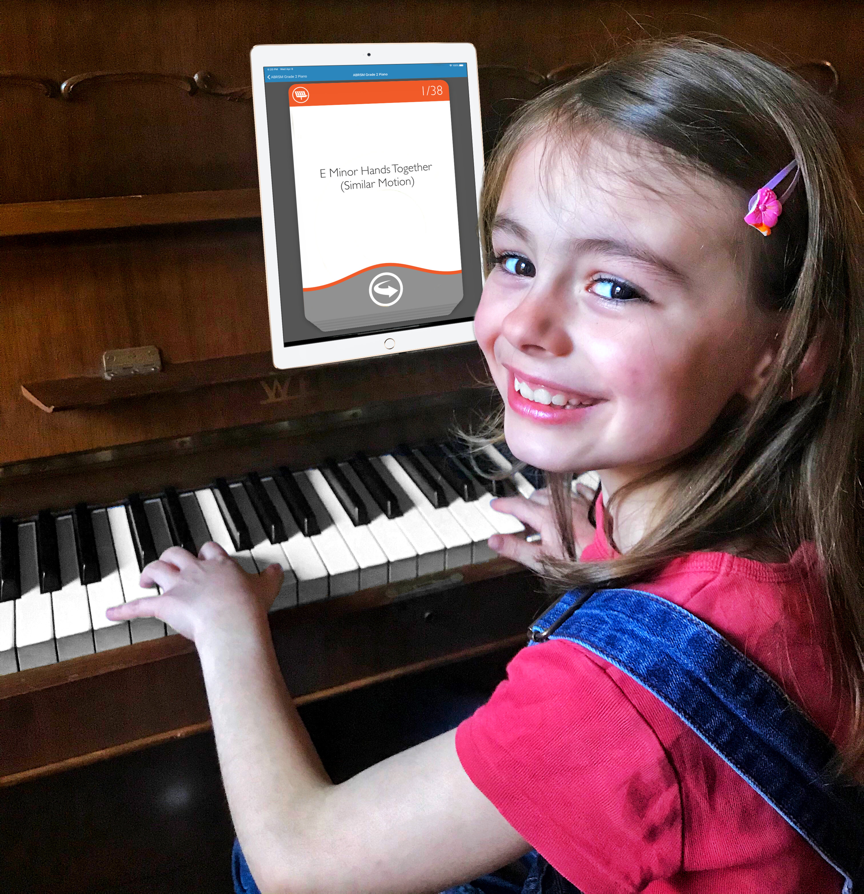 Girl Learning Piano With App